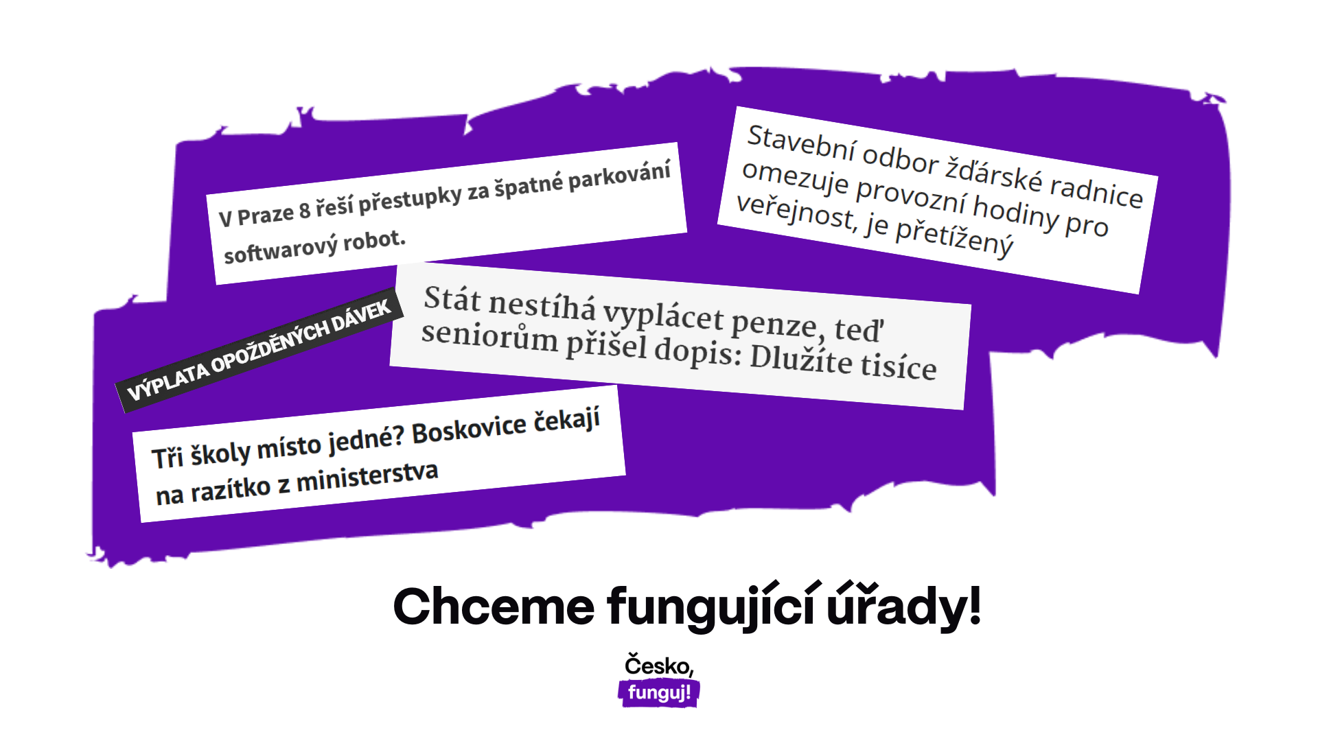 Ilustrační obrázek - problémy s rychlostí úřadů. Česko, funguj!
